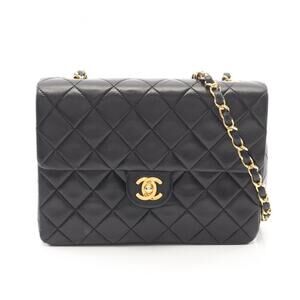 Chanel Mini Matelassé 20 Shoulder Bag/Handbag, Lambskin Leather, Women's, Bla...